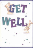 Bursting with cheerful optimism, this get well card's design captures two adorable characters-a huggable teddy bear and a playful puppy-joyfully lifting and balancing the large, colourful 'Get Well' letters together. Indigo and teal tones stand out with charming vibrancy against a cream backdrop, evoking a feeling of hope and calm reminiscent of quiet moments in Mitcham's parks. Sparkling stars, each painted in varying shades from pale blue to rich violet, twinkle across the card to add a whimsical, uplifting effect. Every brushstroke in the bear's and puppy's fur appears plush and inviting, expressing the comfort and kindness one might find in a caring bouquet from a Mitcham florist. More than just a greeting, this card delivers an emotional balm-thoughtfully designed to provide honest support and a sense of companionship for anyone healing nearby, from Colliers Wood to the open spaces of Ravensbury Park.
